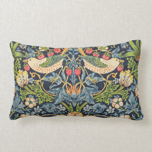 William Morris Strawberry Thief Floral Pattern Lumbar Cushion