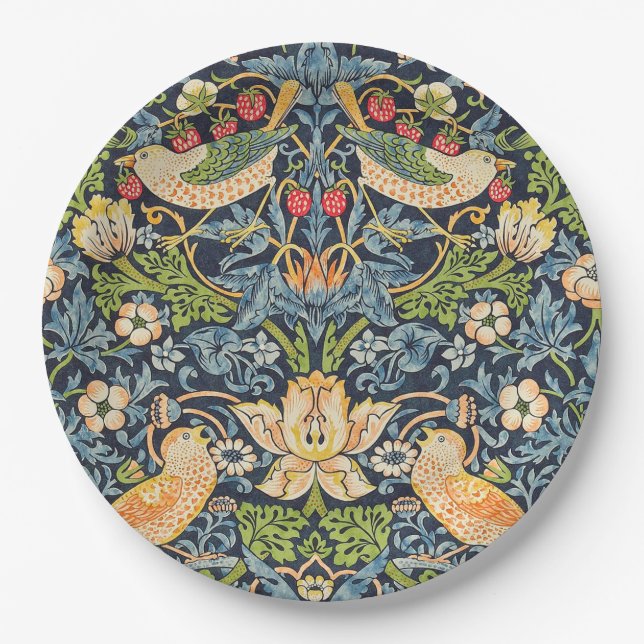 William Morris Strawberry Thief Floral Pattern Paper Plate (Front)