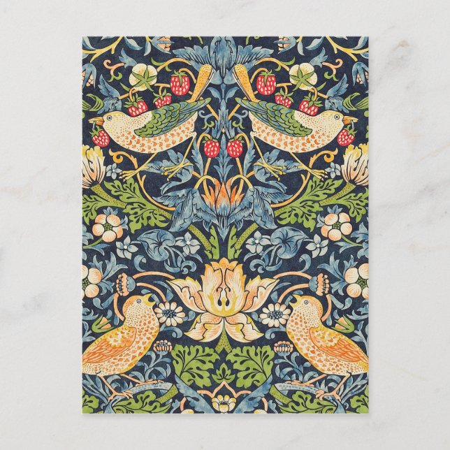 William Morris Strawberry Thief Floral Pattern Postcard (Front)