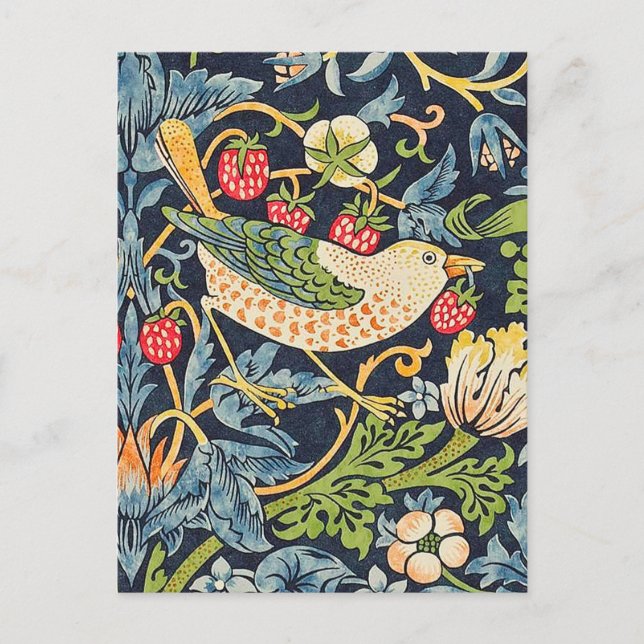 William Morris Strawberry Thief Floral Pattern Postcard (Front)
