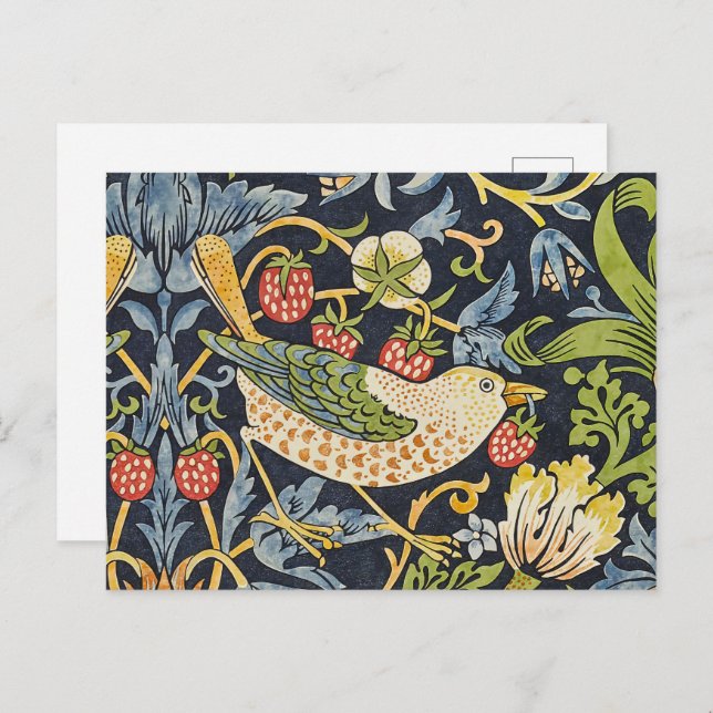 William Morris - Strawberry Thief Floral Pattern Postcard (Front/Back)