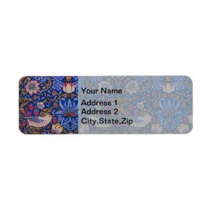 William Morris Strawberry Thief Floral Pattern Return Address Label