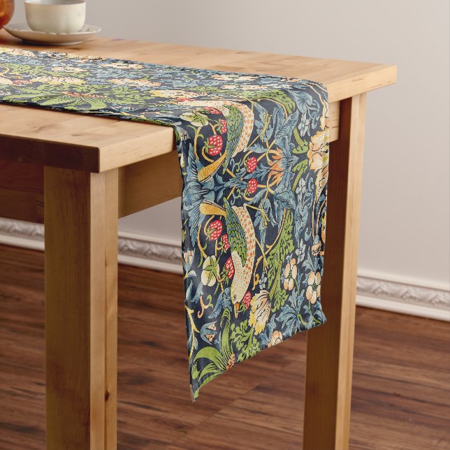 William Morris Strawberry Thief Floral Pattern Short Table Runner (In Situ)
