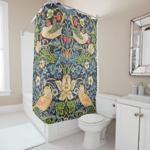 William Morris Strawberry Thief Floral Pattern Shower Curtain