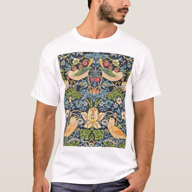 William Morris Strawberry Thief Floral Pattern T-Shirt (Front)