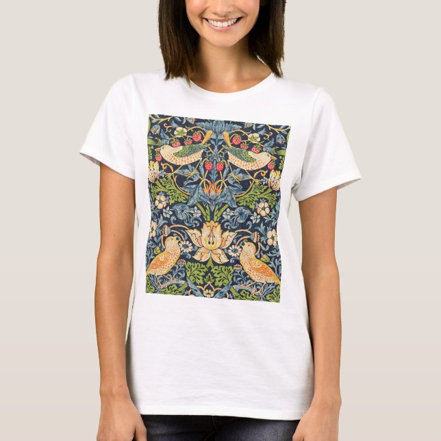 William Morris Strawberry Thief Floral Pattern T-Shirt (Front)