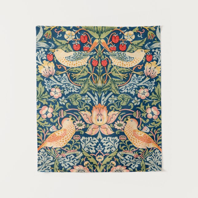 William Morris Strawberry Thief Floral Pattern Tapestry (Front)