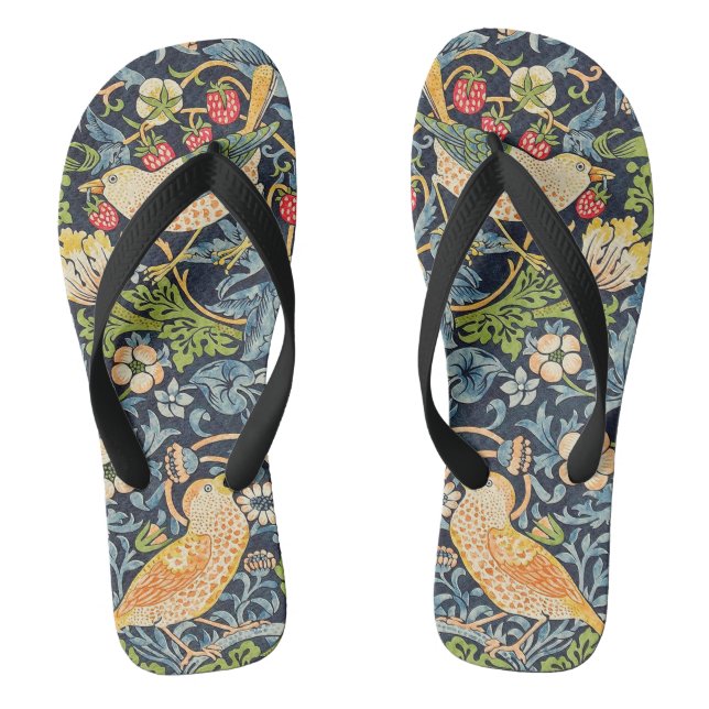 William Morris Strawberry Thief Floral Pattern Thongs (Footbed)