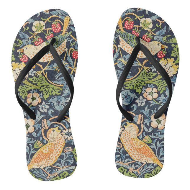 William Morris Strawberry Thief Floral Pattern Thongs (Footbed)