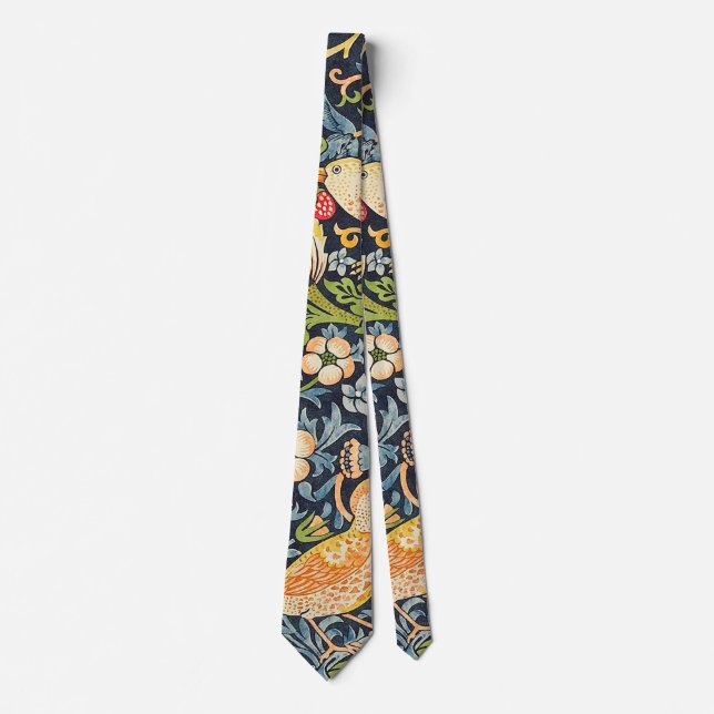 William Morris Strawberry Thief Floral Pattern Tie (Front)