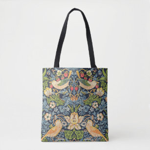 William Morris Strawberry Thief Floral Pattern Tote Bag