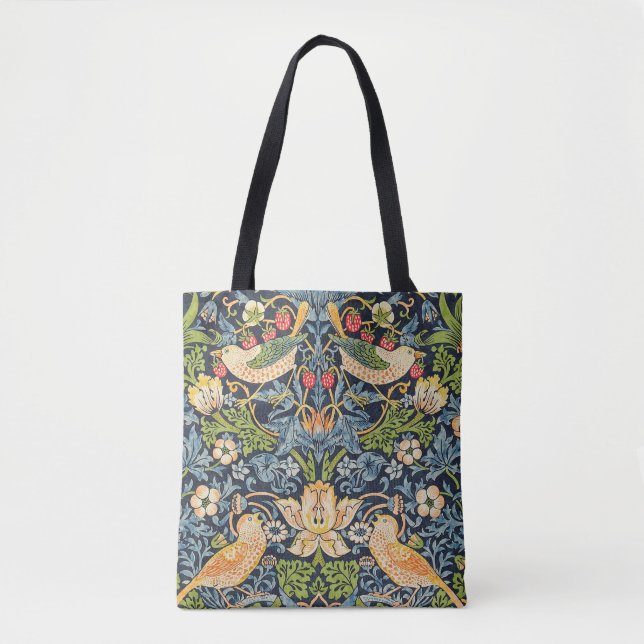 William Morris Strawberry Thief Floral Pattern Tote Bag (Front)
