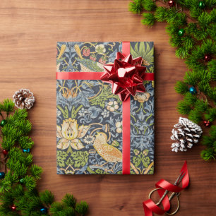 William Morris - Strawberry Thief Floral Pattern Wrapping Paper