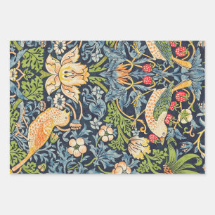 William Morris Strawberry Thief Floral Pattern Wrapping Paper Sheet