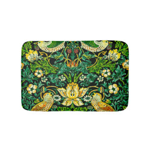 William Morris Strawberry Thief Green And Orange Bath Mat
