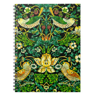 William Morris Strawberry Thief Green And Orange Notebook