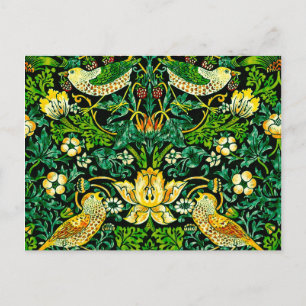 William Morris Strawberry Thief Green And Orange Postcard