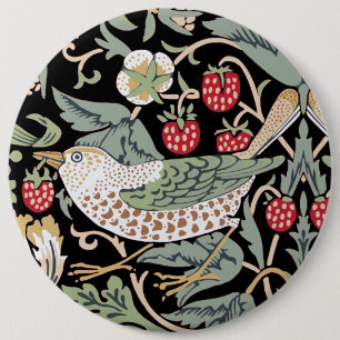 William Morris Strawberry Thief I Black Birds 6 Cm Round Badge