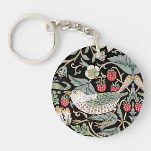 William Morris Strawberry Thief I Black Birds Key Ring