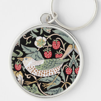 William Morris Strawberry Thief I Black Birds Key Ring