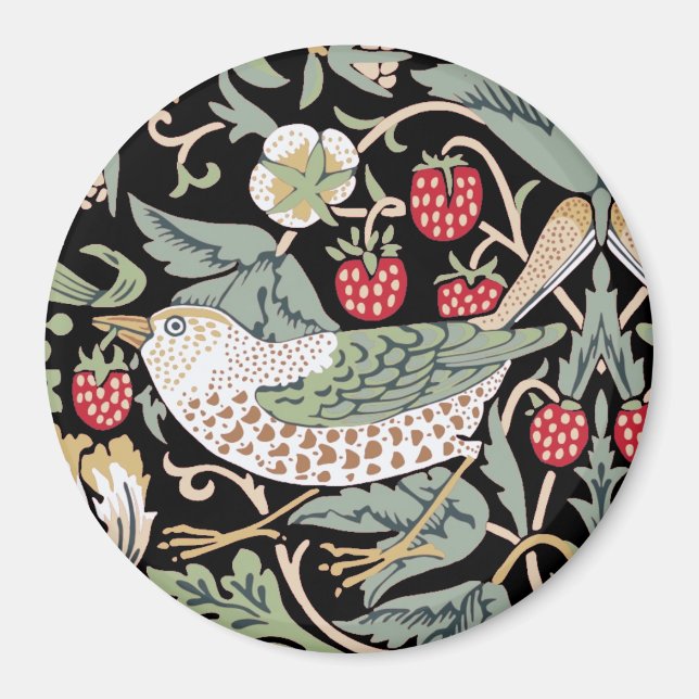 William Morris Strawberry Thief I Black Birds Magnet (Front)