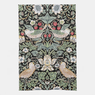 William Morris Strawberry Thief I Black Birds Tea Towel