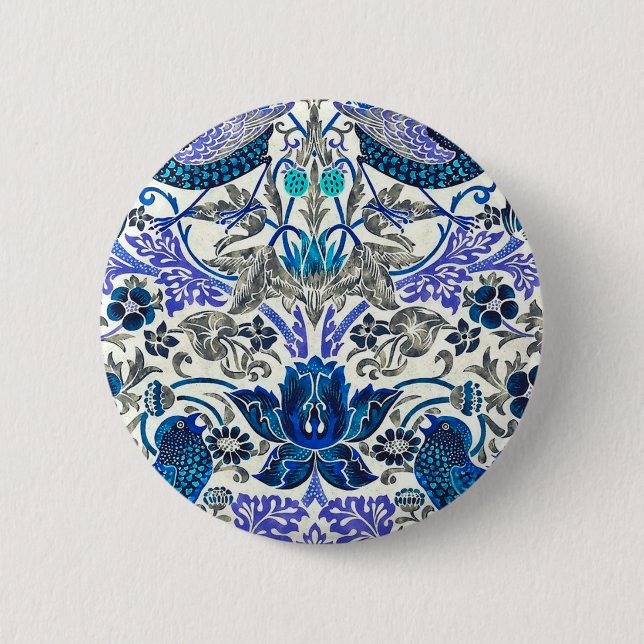William Morris Strawberry Thief - Inverted 6 Cm Round Badge (Front)