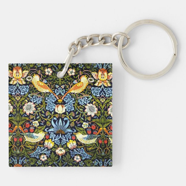 William Morris - Strawberry Thief Key Ring (Back)