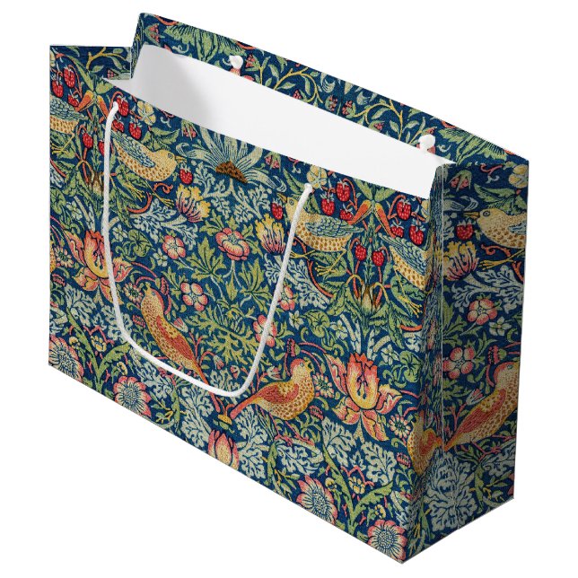 William Morris - Strawberry Thief Large Gift Bag (Front Angled)