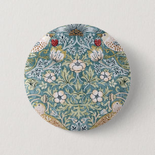 William Morris Strawberry Thief Light Design 6 Cm Round Badge