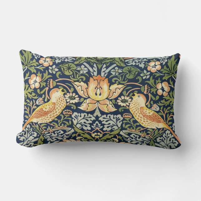 William Morris Strawberry Thief Lumbar Cushion (Front)