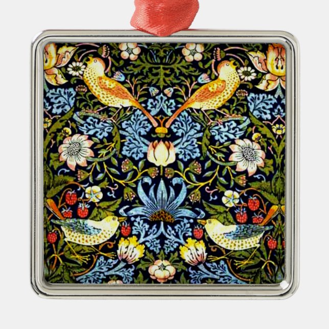 William Morris, Strawberry Thief Metal Ornament (Front)