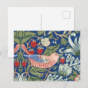 William Morris Strawberry Thief Navy Coral Postcard