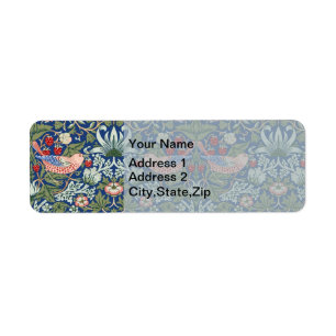 William Morris Strawberry Thief Navy Coral Return Address Label