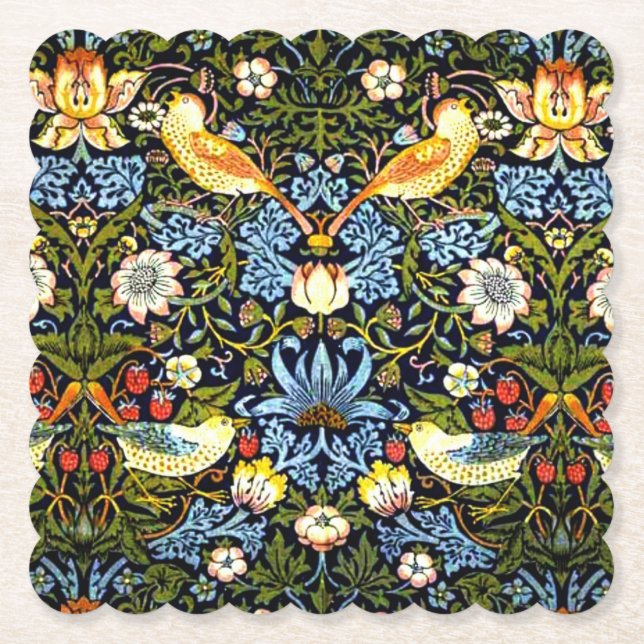 William Morris - Strawberry Thief, Paper Coaster (Front)