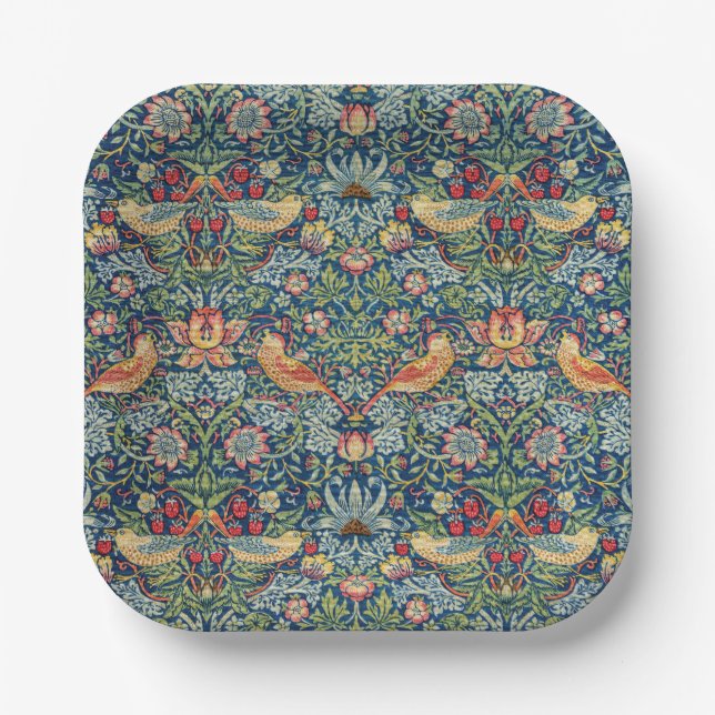 William Morris - Strawberry Thief Paper Plate (Front)