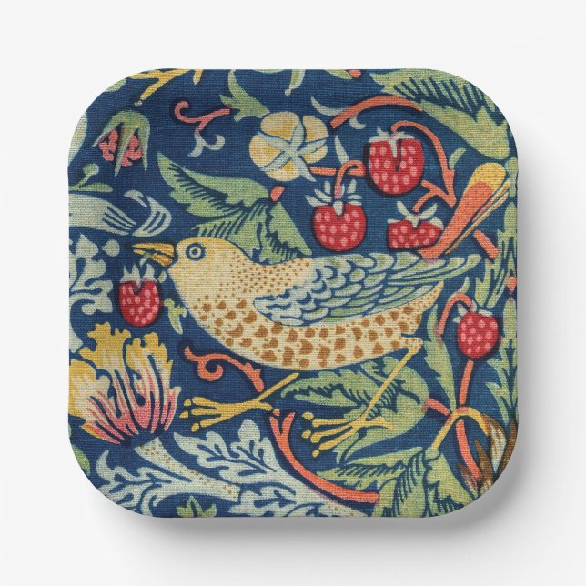 William Morris - Strawberry Thief Paper Plate (Front)
