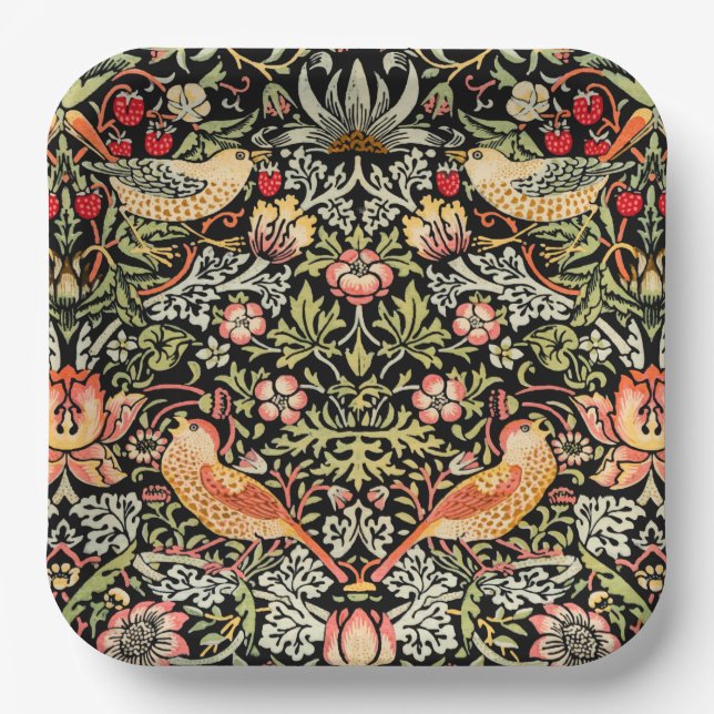 William Morris Strawberry Thief Paper Plate (Front)