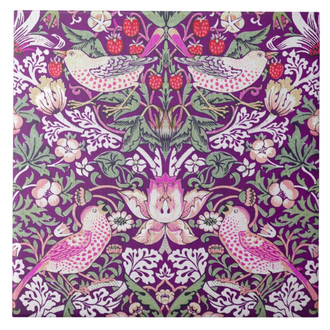 William Morris Strawberry Thief Pattern  Ceramic Tile (Front)