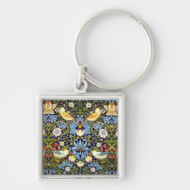 William Morris - Strawberry Thief pattern Key Ring (Front)