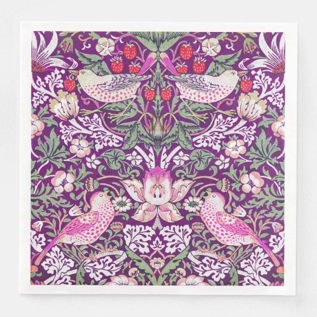 William Morris Strawberry Thief Pattern Napkin (Front)