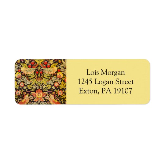 William Morris Strawberry Thief Pattern Return Address Label