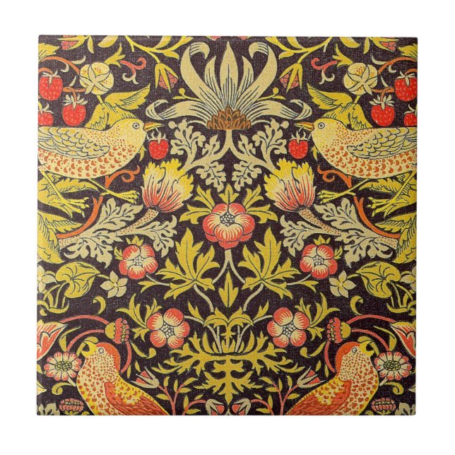 William Morris Strawberry Thief Pattern Tile (Front)