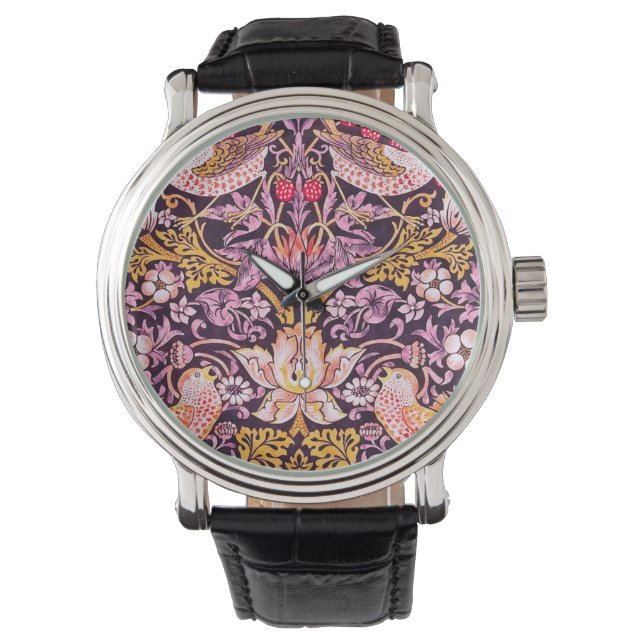 William Morris Strawberry Thief Purple Version Watch (Front)