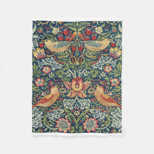 William Morris Strawberry Thief Restored Version Fleece Blanket (Front)