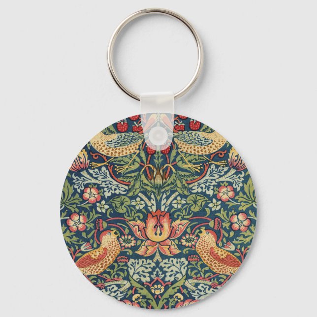 William Morris Strawberry Thief Restored Version Key Ring (Front)