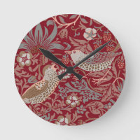 William Morris Strawberry Thief Round Clock