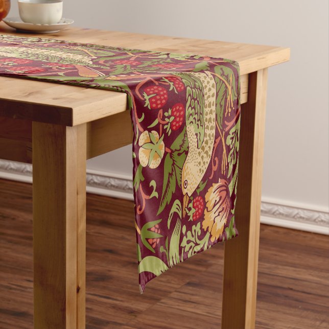 William Morris Strawberry Thief Satin Ribbon Short Table Runner (In Situ)