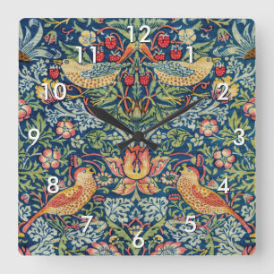 William Morris - Strawberry Thief Square Wall Clock