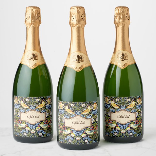 William Morris: Strawberry Thief TEMPLATE, Sparkling Wine Label (Bottles)